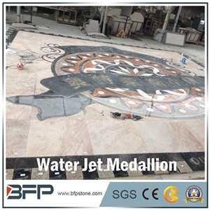 Marble Water Jet Medallion, Marble Water Jet Pattern, Square Medallion for Background Wall