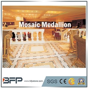 Multicolor Mosaic Marble Water Jet Medallion or Water Jet Round and Square Pattern for Hotel Hall and Lobby