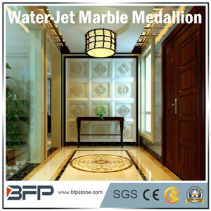 Multicolor Round Marble Water Jet Medallion or Water Jet Pattern for Hotel Hall and Lobby Wall and Floor Tile