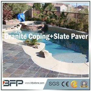 Natural Grey Slate for Pool Coping, Natural Surface Treatment