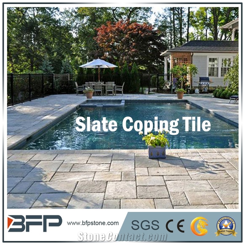 Natural Slate Tile for Swimming Pool, Natural Surface,Irragular Sizes