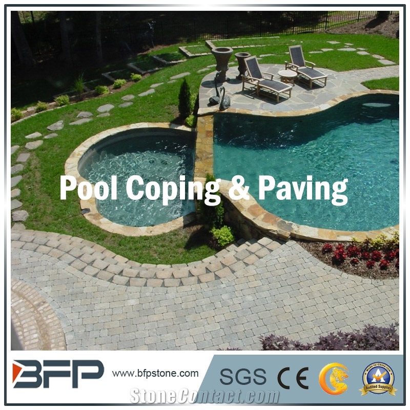 Natural Slate Tile for Swimming Pool, Natural Surface,Irragular Sizes