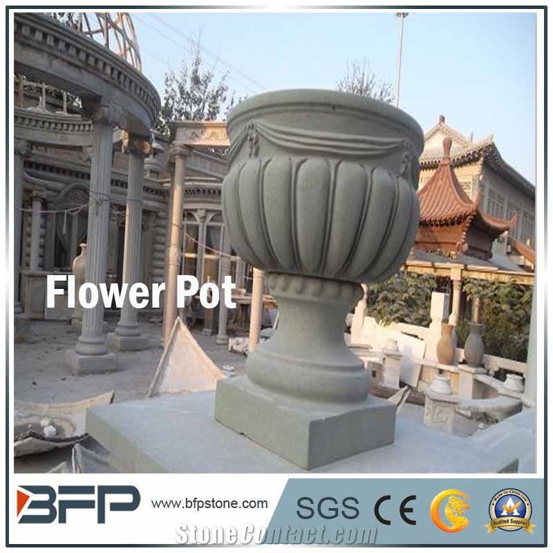 Planter Pots,Flower Pot, Granite Carved Flower Pot, Flower Stand, Exterior Flower Vase for Garden