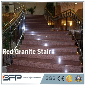 Red Granite Stair Step and Riser in Staircases
