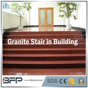 Red Granite Stair Step and Riser in Staircases