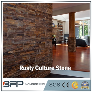 Rusty Culture Stone, Slate Ledge Stone, Slate Stacked Stone, Split Face Cultured Stone for Feature Wall