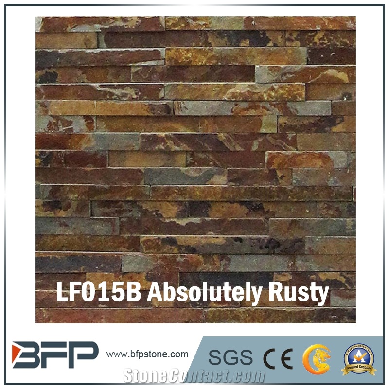 Rusty Culture Stone, Slate Ledge Stone, Slate Stacked Stone, Split Face Cultured Stone for Feature Wall