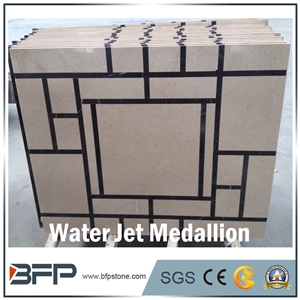White Marble Medallion, Marble Water Jet Medallion, Marble Water Jet Pattern, Square Medallion, Floor Medallion, Wall Medallion for Floor Covering and Wall Cladding