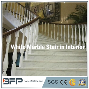 White Marble Step & Riser & Tread in Looby