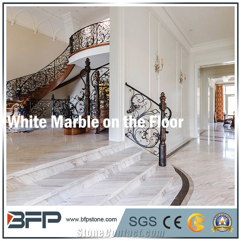White Marble Step & Riser & Tread in Looby