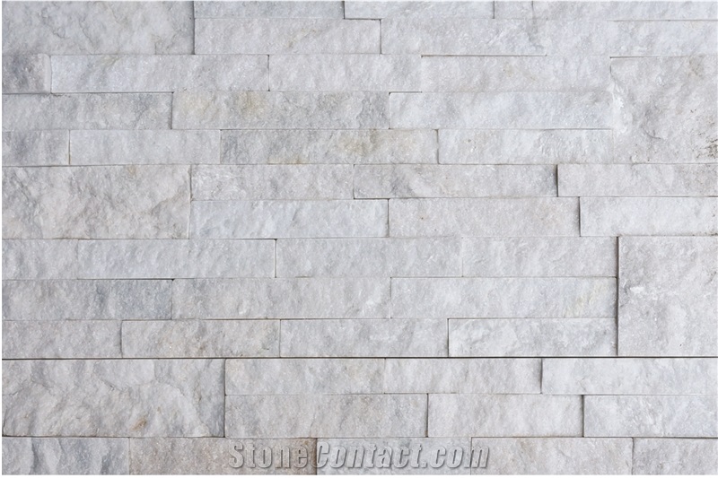 White Quartzite Cultured Stone, Wall Cladding, Stacked Stone Veneer