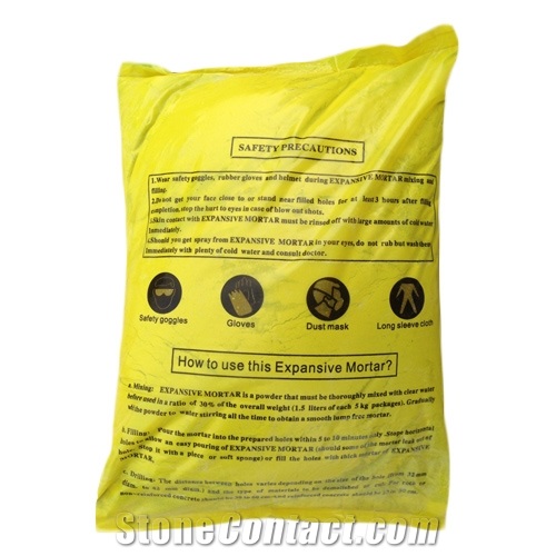 Expansive Mortar / Non Explosive Demolition Agent / Soundless Cracking Agent Used for Breaking up Rocks & Concrete, Quarrying.