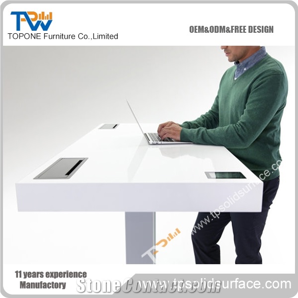 100% Corian White Manmade Stone Office Furniture Small Meeting Tables