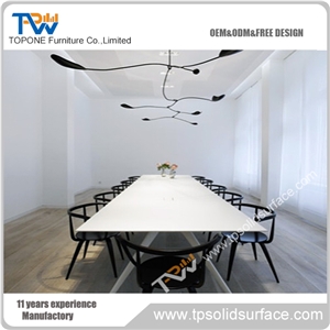 100% Corian White Manmade Stone Office Furniture Small Meeting Tables
