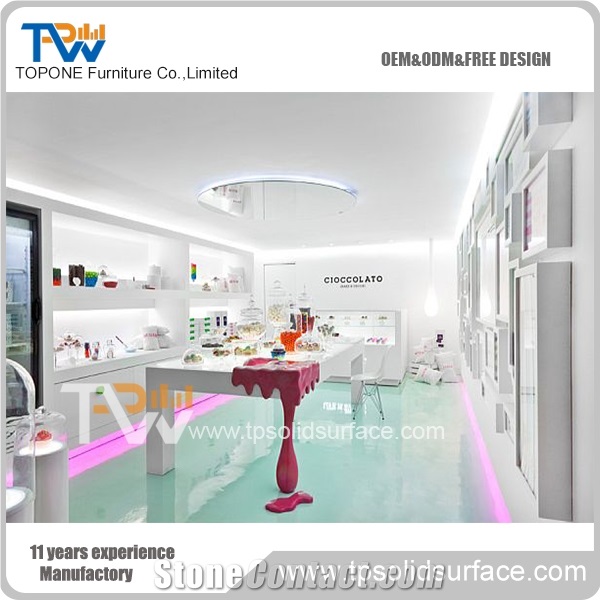 2016 New Design Manufacturer Shoes Shop Exhibition Counter, White Solid Surface Shop Display Counter for Shop Furniture