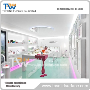 2016 New Design Manufacturer Shoes Shop Exhibition Counter, White Solid Surface Shop Display Counter for Shop Furniture