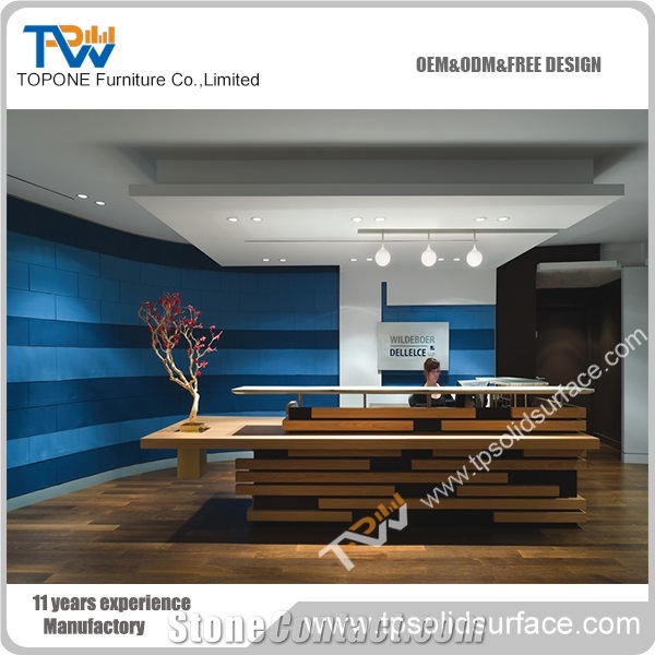 2017 Modern Simple Design Office Reception Table Top Counter Design , Artificial Stone Reception Desk Work Top for Office