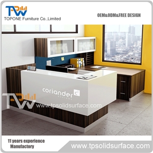 2017 Modern Simple Design Office Reception Table Top Counter Design , Artificial Stone Reception Desk Work Top for Office