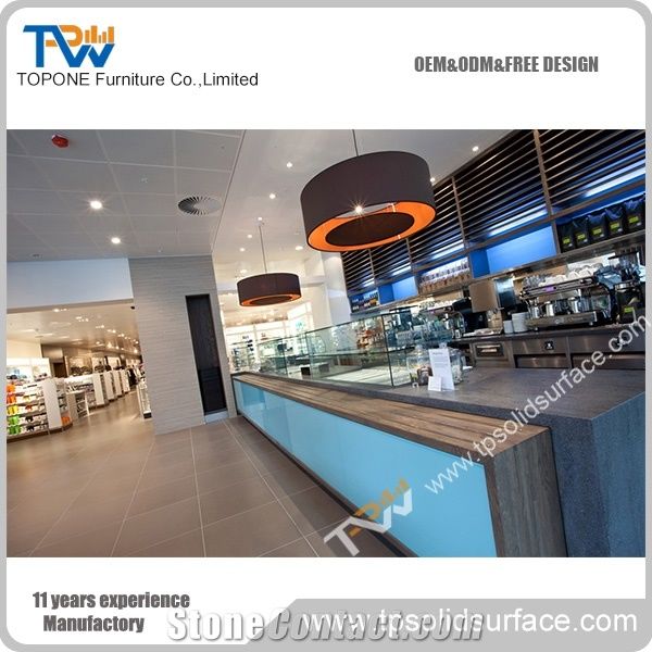 Acrylic Solid Surface Artificial Marble Stone Grey Color Straight Led Light Bar Counter with Artificial Marble Stone Worktops Bar Furniture, Bar Counter with Manmade Stone Tabletops, Quartz Table Tops