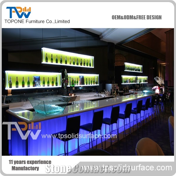 Acrylic Stone Led Bar Counter Top with Rounded Edge Manufacturers