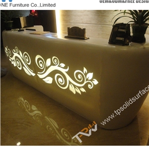Alluring Unique Design Solid Surface/Man-Made Stone Solid Surface Reception Desk for 2 Person