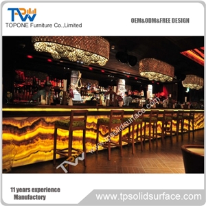 Aritificial Marble Stone Illuminated Bar Counter for Night Club, Acrylic Solid Surface Bar Counter Tops, Manmade Stone Bar Counter Worktops with Chinese Factory Price High Quality Desk Tops for Sale
