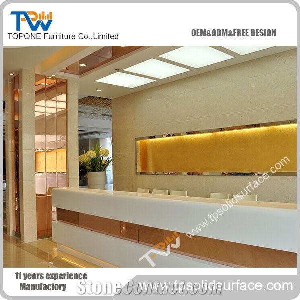 Artistic Arched Lighting Pattern Solid Surface/Man-Made Stone Contemporary Reception Desk