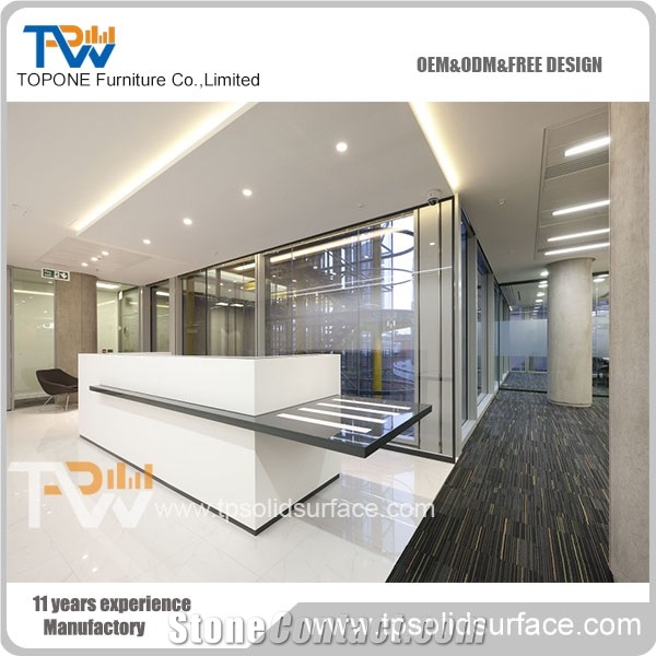 Artistic Design Solid Surface/Artificial Marble Office Two Person Front Desk Reception Desk