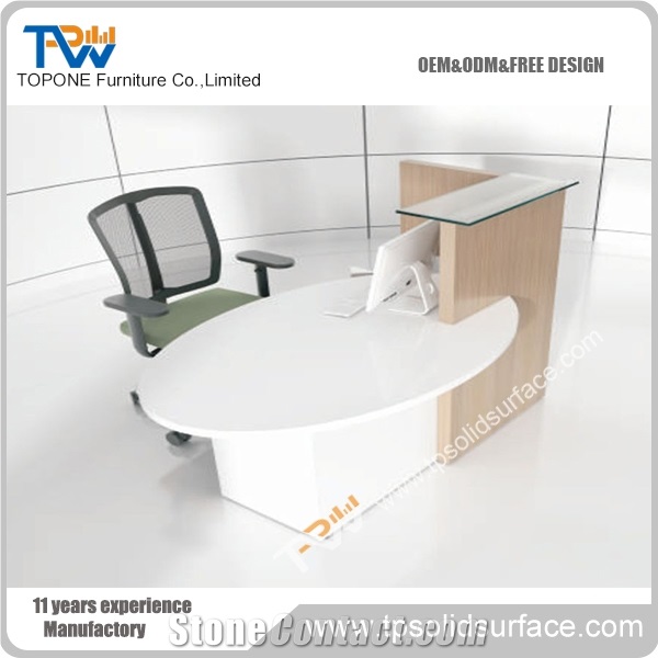 Beautifully Curved Shape Style Solid Surface/Man-Made Stone Salon Beauty Reception Furniture