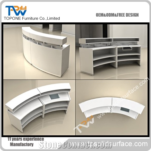 Bespoke Bended Shape Solid Surface/Man-Made Stone Receptionist Table