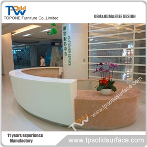 Cambered Shape Solid Surface Moon Hotel Reception Desk