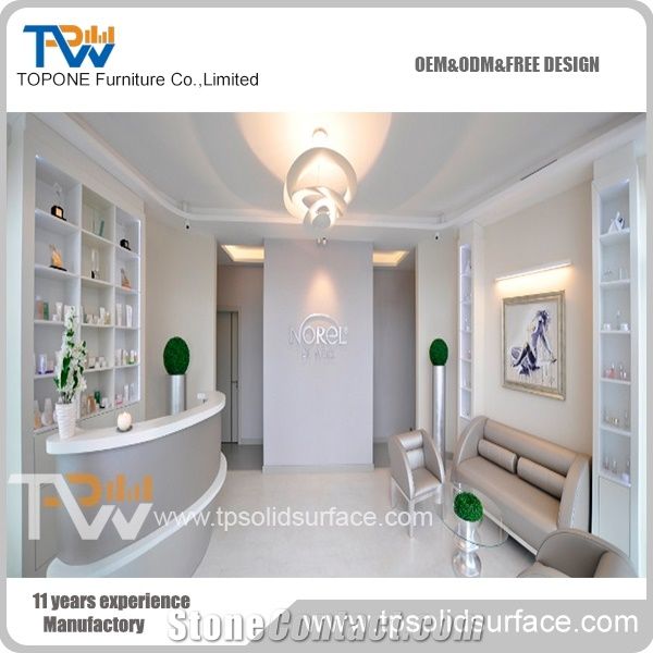 Chinese Factory Corian Acrylic Solid Surface Interior Furniture with Artificial Marble Stone Reception Desk Tops for Office Furniture, Straight Manmade Stone Recpeiton Counter Tops with Facotry Price