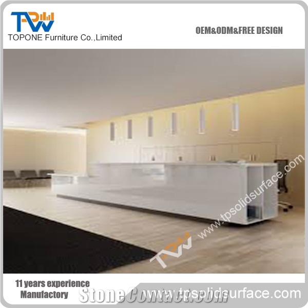 Chinese Factory Interior Furnitrue Artificial White Marble Reception Desk for Office Furniture