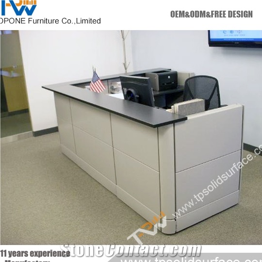 Circular Rounded Shape Solid Surface/Man-Made Stone Artificial Marble Commercial Office Reception Counter Lamianted