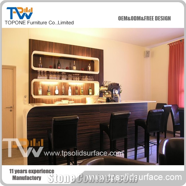 Coffee Cafe Bar Furniture Restaurant Bar Counters for Sale, Bar Counter with Manmade Stone Table Tops