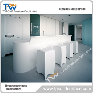 Colorful Lighting Decorated Solid Surface/Man-Made Stone Modern Nail Salon Furniture