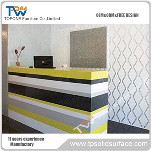 Colorful Modern Design Reception Desk with Solid Surface Material Table Top Design for Office Furniture