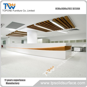 Commercial Modern Design Solid Surface Table Top Reception Counter for Commercial Furniture, White Artificial Marble Stone