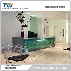 Contemporary Z-Shaped Design Solid Surface/Man-Made Stone Reception Counter Dental