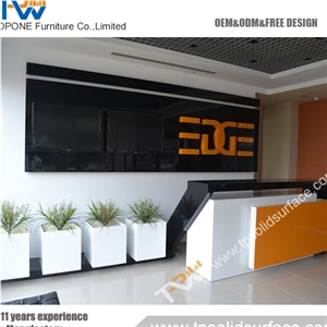 Convex Front Face Shape Solid Surface Checkout Counter for Beauty Salon