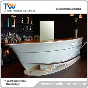 Corian Solid Surface Small Home Boat Shape Design Bar Counter Top with Marble Desk Tops Design