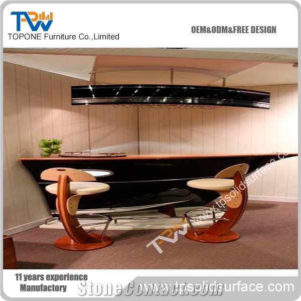 Corian Solid Surface Small Home Boat Shape Design Bar Counter Top with Marble Desk Tops Design