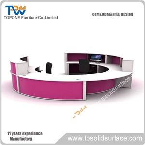 Cresent Moon Shape Solid Surface/Man-Made Stone Reception Desk Car