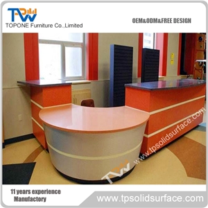 Curved Embowed Shape Solid Surface/Man-Made Stone Solid Surface White Receptionist Desk