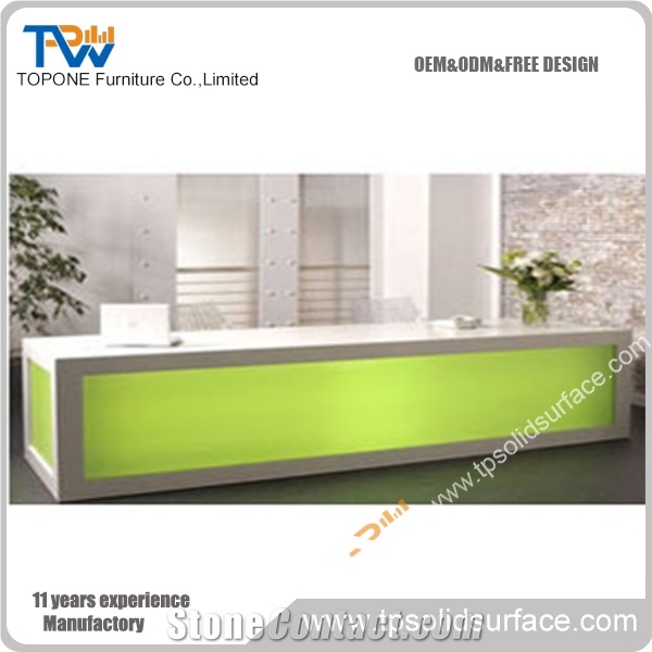 Curved Moon Shape Solid Surface/Man-Made Stone Cultured Marble L Shaper Reception Counter