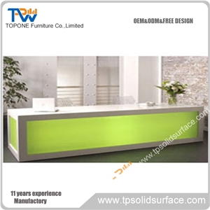Curved Moon Shape Solid Surface/Man-Made Stone Cultured Marble L Shaper Reception Counter
