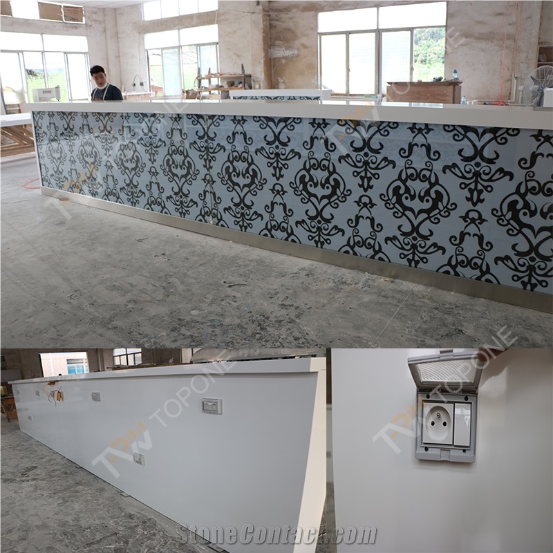 Custom Design Solid Surface Bar Counter with White Marble Stone Table Tops for Sale