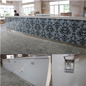 Custom Design Solid Surface Bar Counter with White Marble Stone Table Tops for Sale