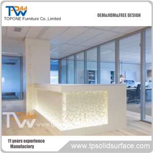 Custom Design White Marble Stone Front Reception Tables for Sale, Front Reception Desk with Solid Surface Material