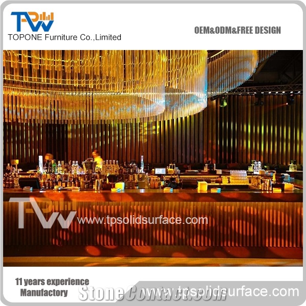 Customized Design Solid Surface Bar,Artificial Marble Stone Bar Counter Selling ,Bar Table Customized Logo for Buyer
